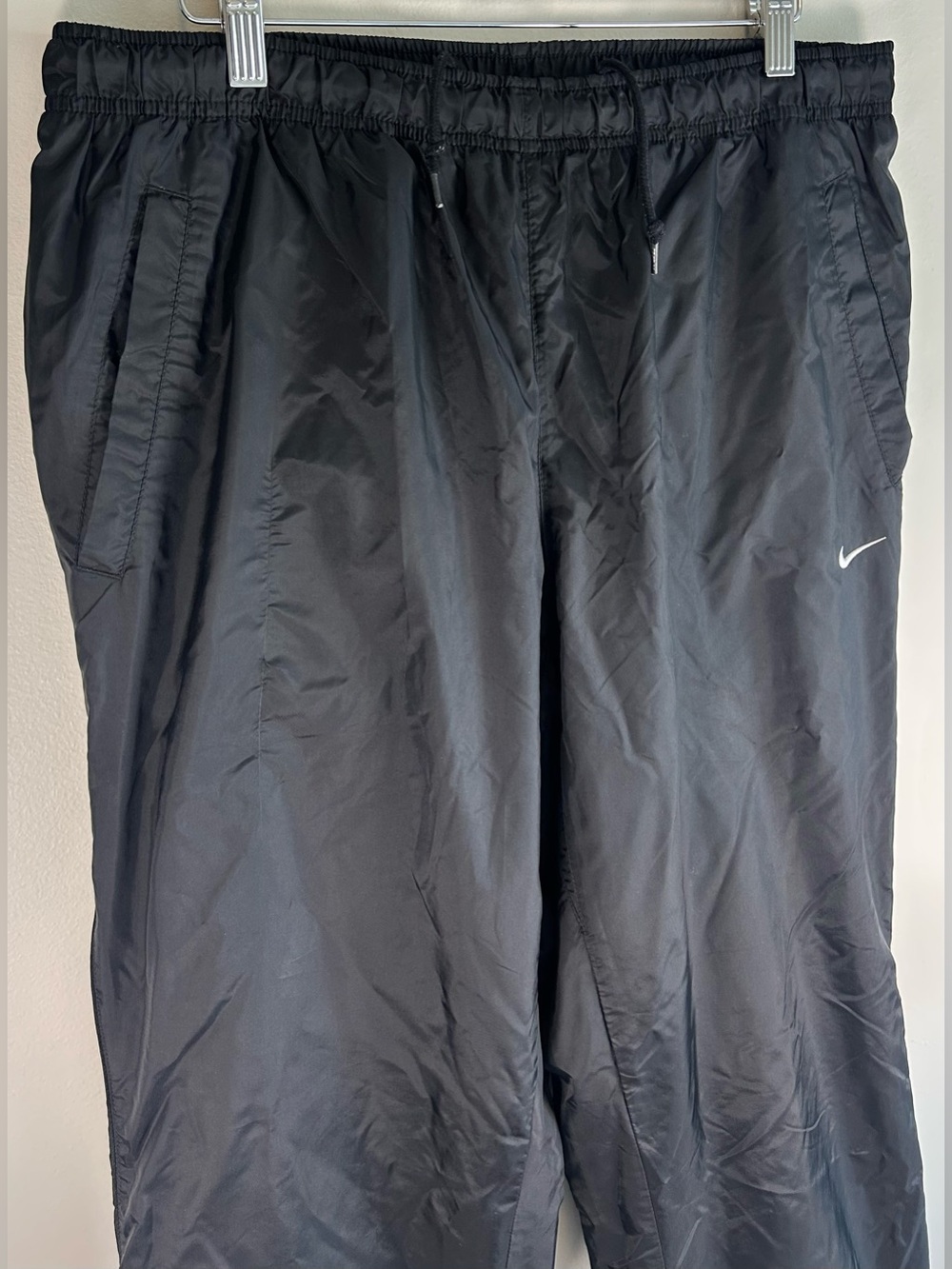 Vintage Nike Men’s Pants Sz L Track Windbreaker Nylon Zipper Cuff Adjustable Y2K - Picture 2 of 9